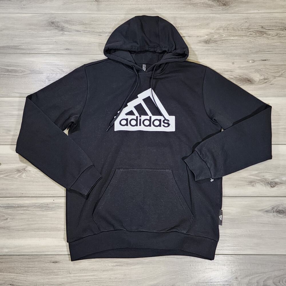Adidas Pullover Hoodie Men's Medium Black Fleece Future Icon New